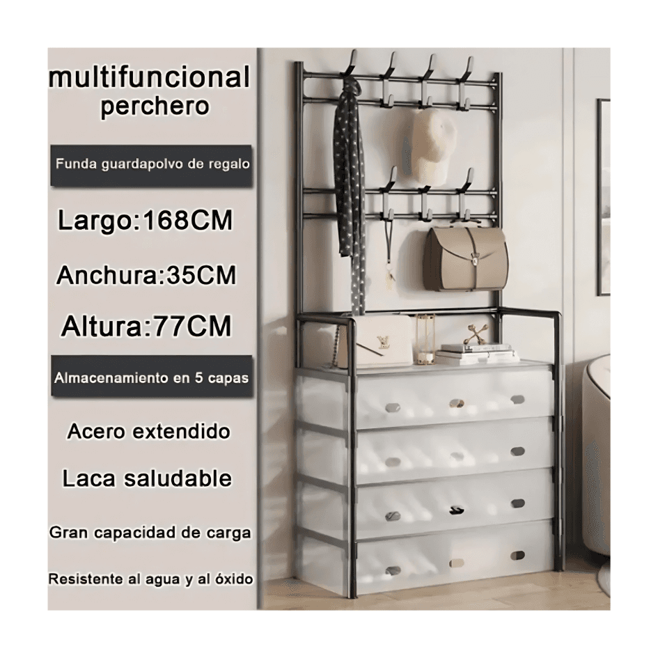 Zapatero Perchero Tapa 5 Niveles Cerrado